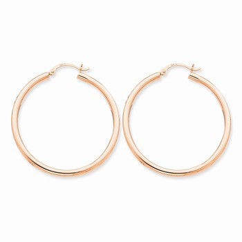 14k Rose Gold 2.5mm Polished Hoop Earrings