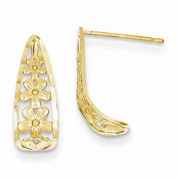 14k Yellow Gold Diamond-cut Tiered Post Earrings