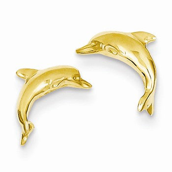 14k Yellow Gold Dolphin Post Earrings