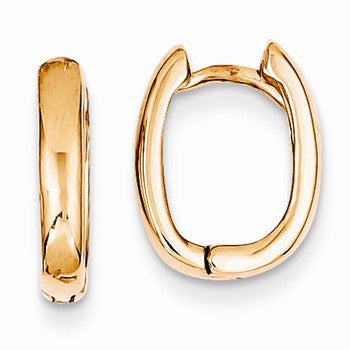 14k Rose Gold Oval Hinged Hoop Earrings