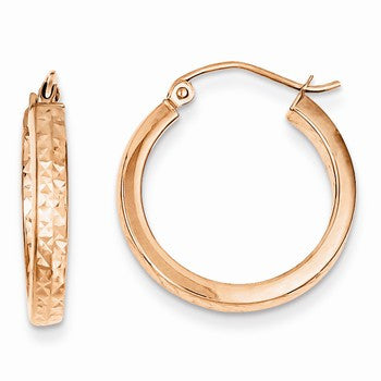 14k Rose Diamond-cut In & Out Hoop Earrings