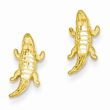 14k Yellow Gold Diamond-cut Alligator Earrings