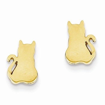 14k Yellow Gold Cat Earrings