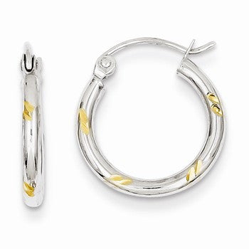 14k White Gold Rhodium Hoop Earrings