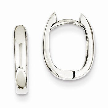 14k White Gold Oval Hinged Hoop Earrings