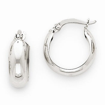 14k White Gold 4mm Round Hoop Earrings