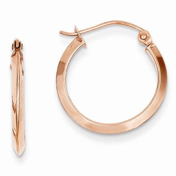 14k Rose 2.5mm Knife Edge Hoop Earrings