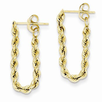 14k Yellow Gold Hollow Rope Earrings