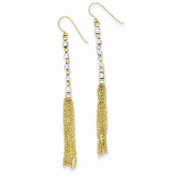 14k Two-tone Bead Tassel Earrings