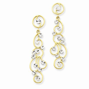 14k Yellow Gold & Rhodium Filigree Dangle Earrings