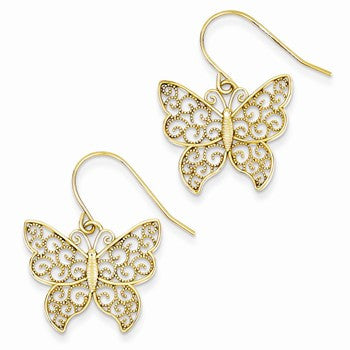 14k Yellow Gold Butterfly Earrings