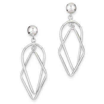 14k White Gold Fancy Dangle Post Earrings