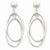 14k White Gold Double Oval Dangle Post Earrings