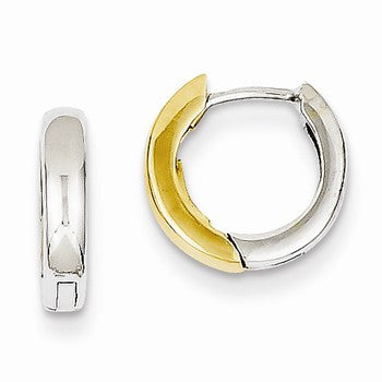 14k Two-tone 2.5mm Small Hoop Earrings