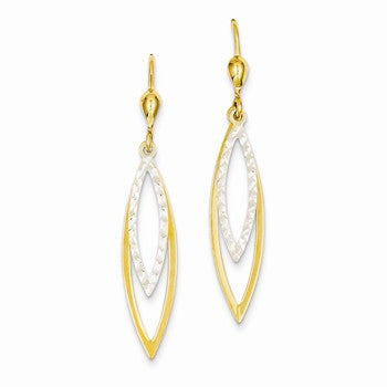 14k Two-tone Diamond-cut Leverback Earrings