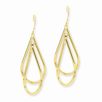 14k Yellow Gold Fancy Hoop Dangle Earrings