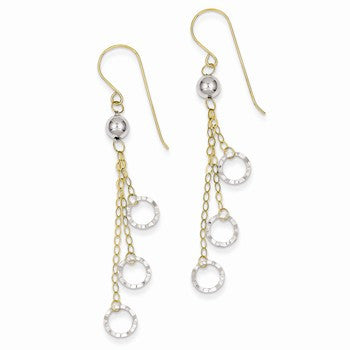 14k Two-tone Circle Dangle Earrings