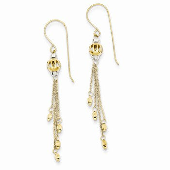 14k Two-tone Bead Chain Dangle Earrings