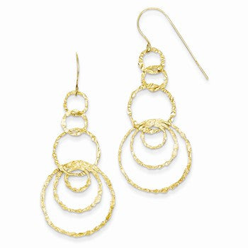 14k Yellow Gold Dangle Circles Earrings