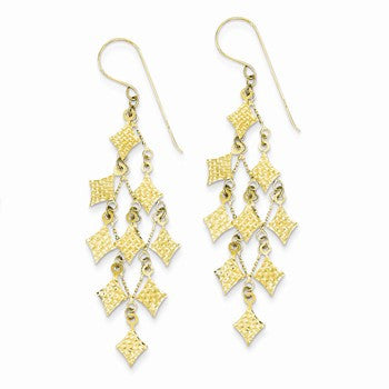 14k Yellow Gold Diamond-cut Ch&elier Earrings