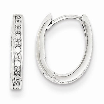 14k White Gold Diamond-cut Hinged Hoop Earrings