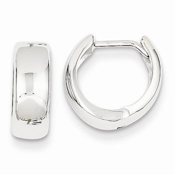 14k White Gold Polished Hinged Hoop Earrings