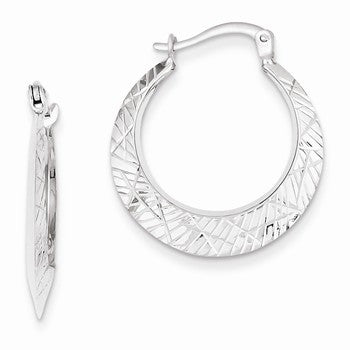 14k White Gold Hollow Hoop Earrings