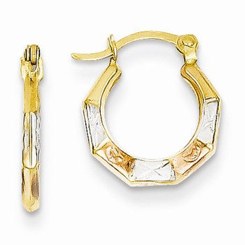 14k White & Rose Rhodium Hoop Earrings