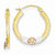 14k Yellow & Rose Gold w/Rhodium Diamond-cut Flower Hoop Earrings