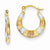 14k White & Rose Rhodium Hollow Textured Hoop Earrings