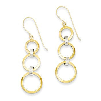 14k Two-tone Hollow Open Circle Dangle Earrings