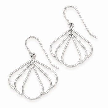 14k White Gold Polished Fancy Dangle Earrings