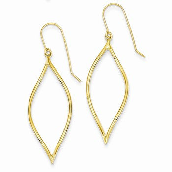 14k Yellow Gold Polished Twisted Oblong Dangle Earrings