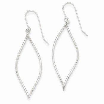 14k White Gold Polished Twisted Oblong Dangle Earrings