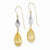 14k Two-tone Diamond-cut Puff Tear Drop Dangle Earrings