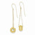 14k Yellow Gold Diamond-cut Donut Bead Dangle Shepherd Hook Earrings