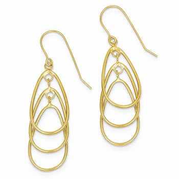 14k Yellow Gold Polished Teardrop Dangle Earrings