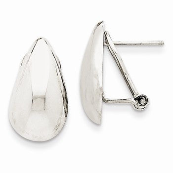 14k White Gold Tear Drop Omega Back Earrings