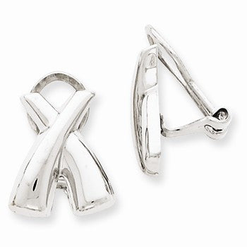 14k White Gold Polished Non-pierced X Omega Back Earrings