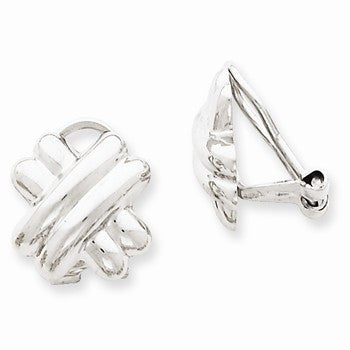 14k White Gold Polished Non-pierced X Omega Back Earrings