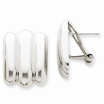 14k White Gold Polished Fancy Omega Back Post Earrings