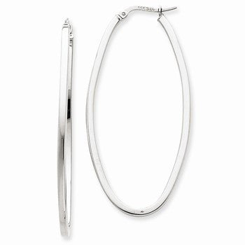 14k White Gold Large Oval Hoop Earrings