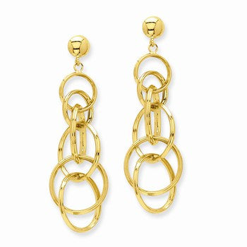 14k Yellow Gold Circle Drop Post Earrings