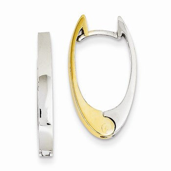 14k Two-tone V Shaped Hinged Hoop Earrings