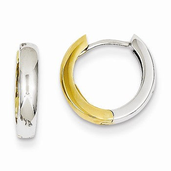 14k Two-tone Hinged Hoop Earrings