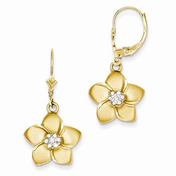 14k Yellow Gold & Rhodium Diamond Plumeria Earrings