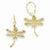 14k Yellow Gold Dragonfly w/Filigree Wings Leverback Earrings