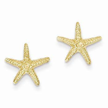 14k Yellow Gold Starfish Post Earrings