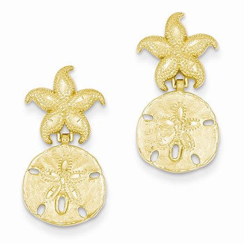 14k Yellow Gold Diamond-cut Nautical Post Dangle Earrings