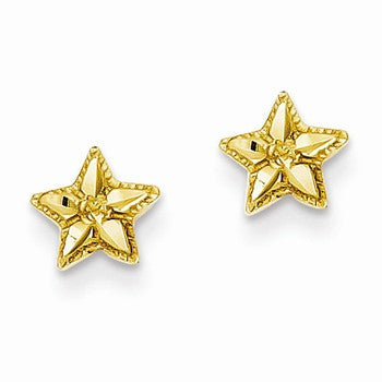 14k Yellow Gold Polished Diamond-cut Starfish Post Earrings